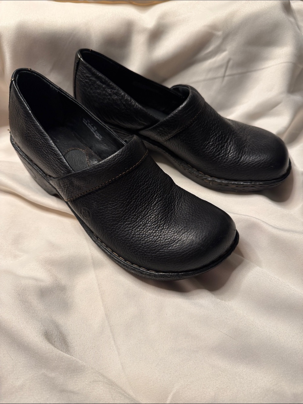 Born Womens Sz 11 Toby II Casual Wedge Clogs Comfort Shoes Black Leather W31927